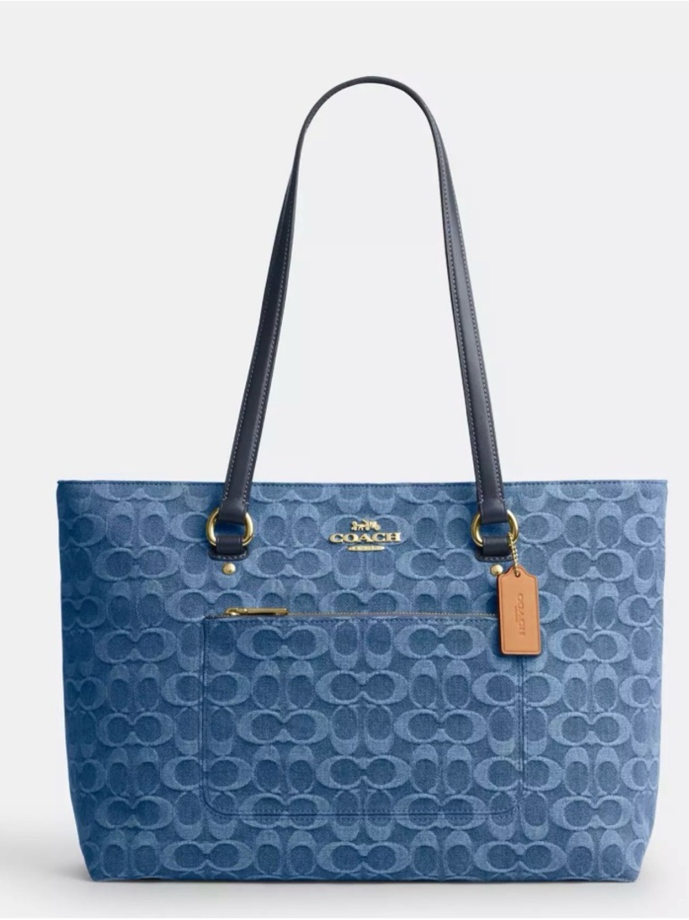 COACH Station Tote Bag In Signature Denim with Leather Straps - NWT - Picture 7 of 10